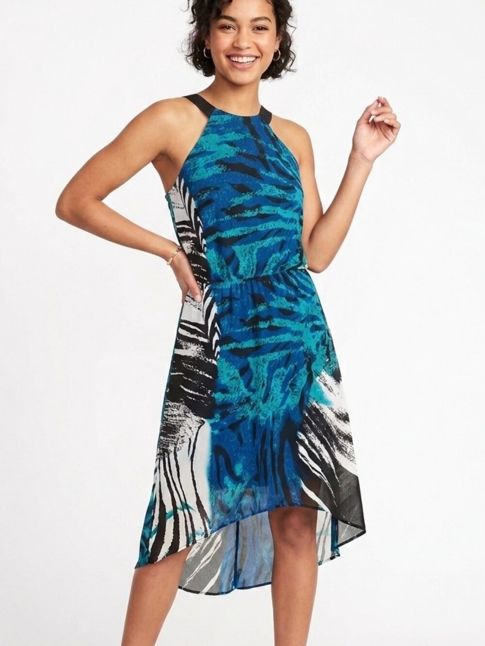 high low dresses black and blue Bisou Bisou | | Bisou Bisou Teal Printed Highlow Dress It features a navy